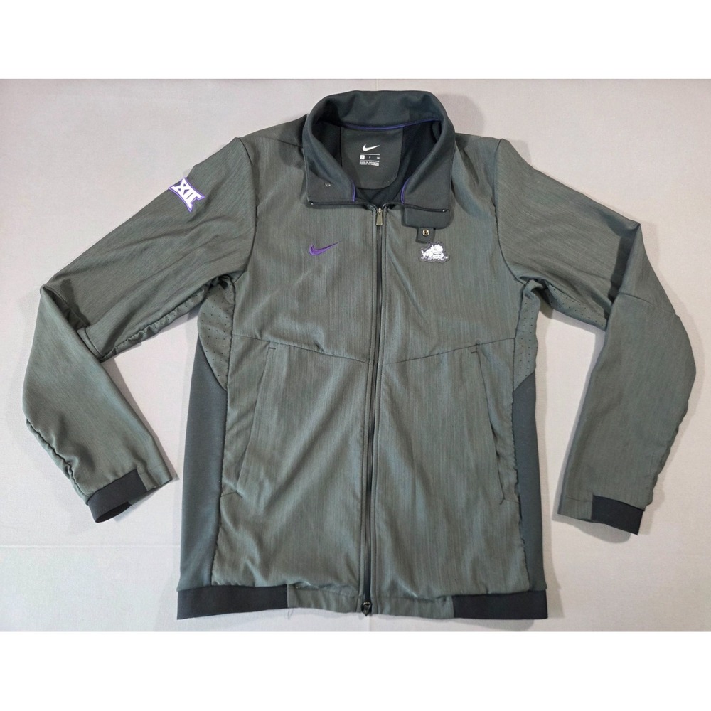 Nike TCU Jacket Mens Small Gray Black Horned Frog Performance Zip Up Stretch